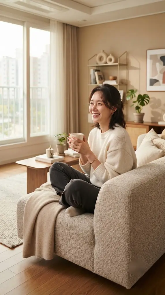 소파 하나로 쉬는 거실이 됐어요