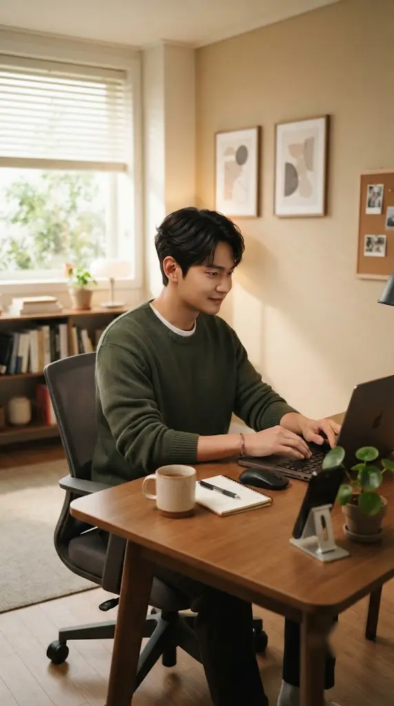 작은 방 한쪽에 차린 홈오피스